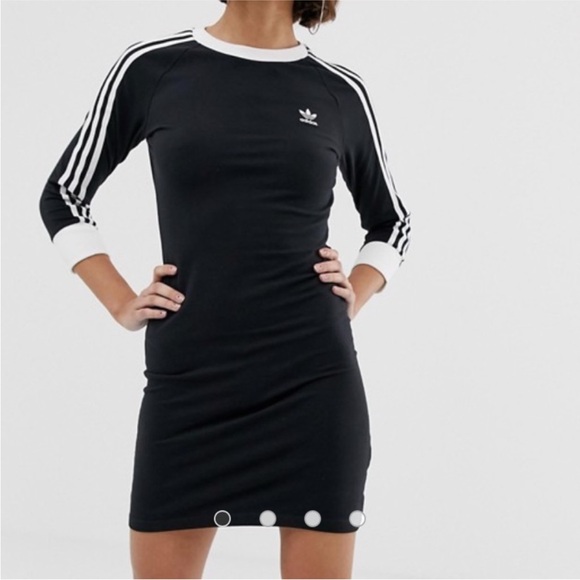 Adidas Black and White Bodycon Athletic Dress - Picture 2 of 6